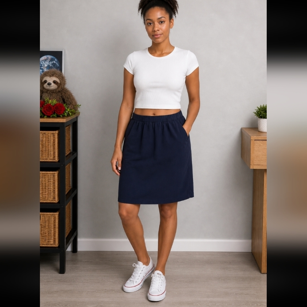 ALFRED DUNNER Navy Blue Pocket Skirt 16